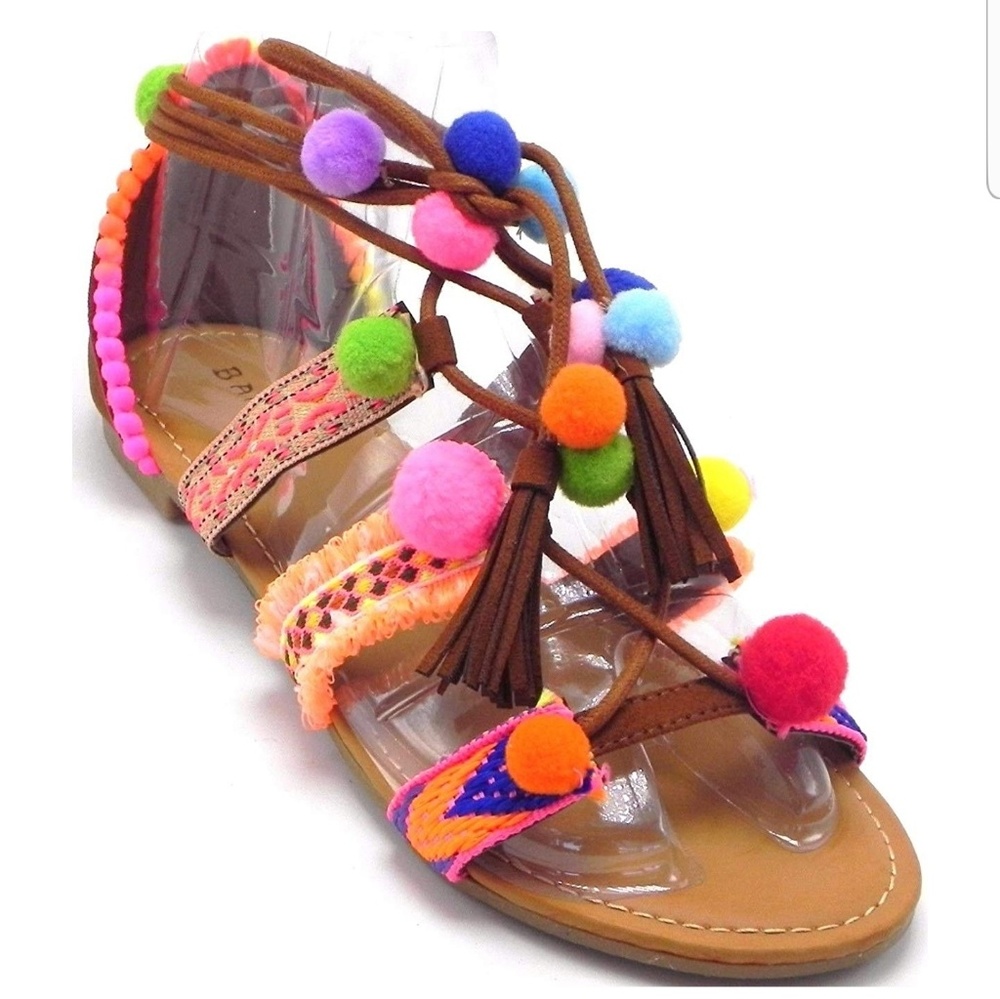 Colorful Pom Pom Sandals